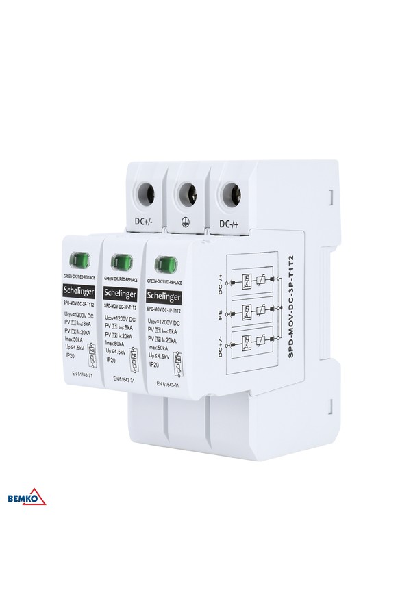 surge protector 3p 8ka dc 1000v class t1t2 schelinger