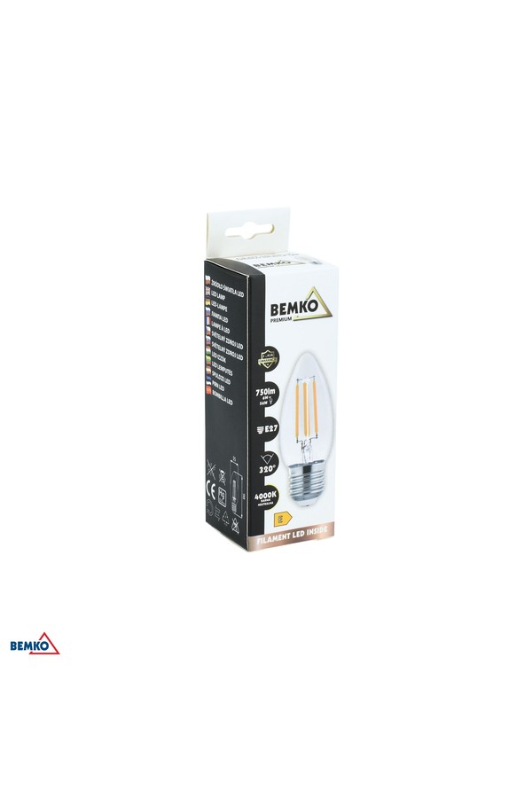 LED FILAMENT 230V E27 C35 6W 750LM 4000K 320°