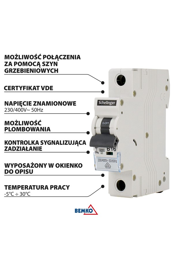 overcurrent circuit breaker 6ka 1p b 63a vde schelinger