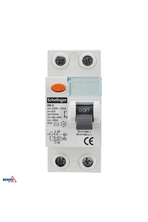 differential current circuit breaker a 2p 25a 30ma schelinger