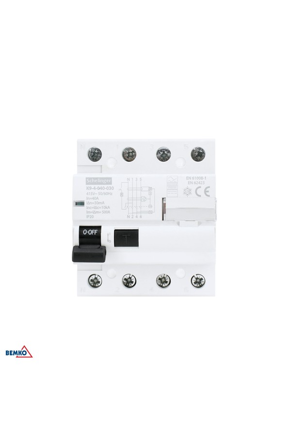 RESIDUAL CURRENT CIRCUIT BREAKER B TYPE 4P 40A 30mA SCHELINGER