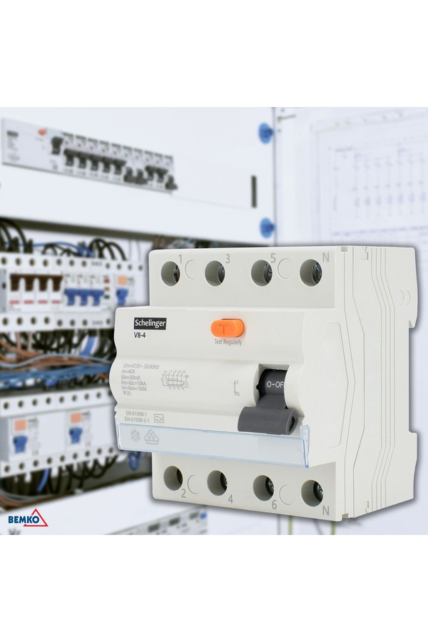 Overcurrent Circuit Breaker A 4P 25A 30mA 10kA VDE SCHELINGER