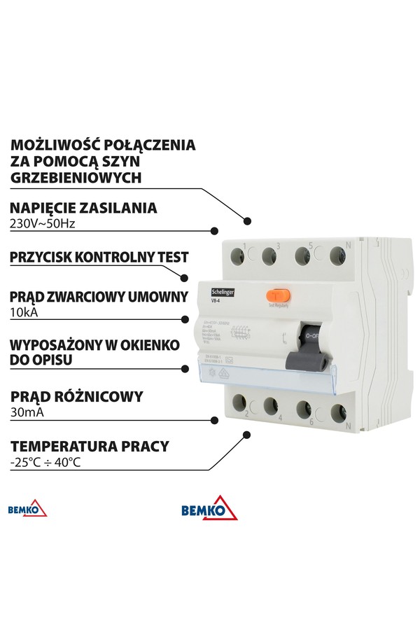 Overcurrent Circuit Breaker A 4P 25A 30mA 10kA VDE SCHELINGER