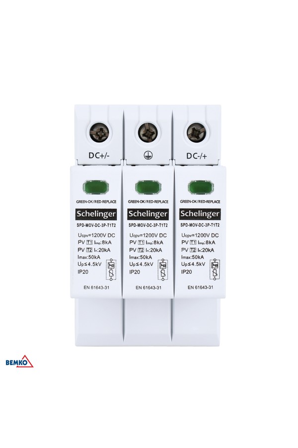 surge protector 3p 8ka dc 1000v class t1t2 schelinger