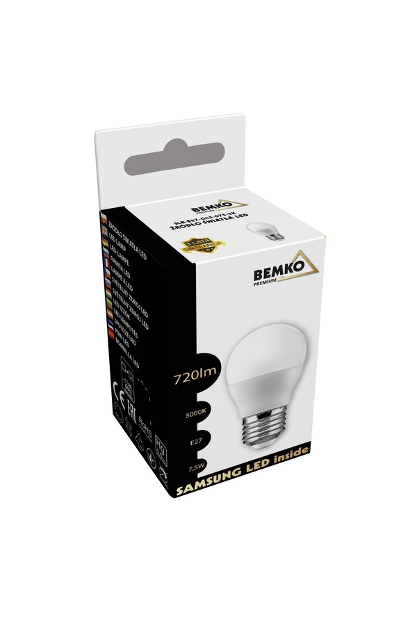LED-lamp Samsung siseruumides 230v E27 G45 7,5w 720lm 3000k 200st
