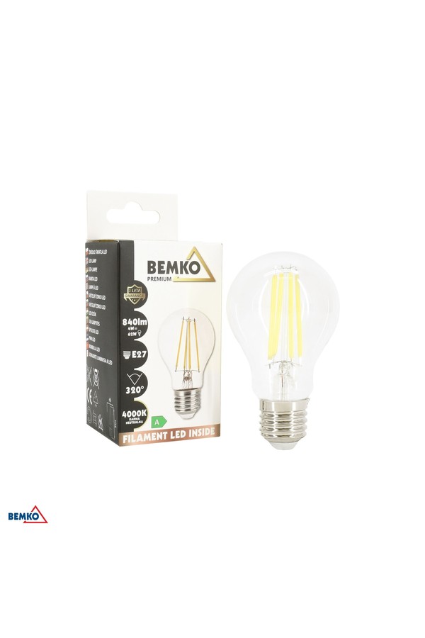 LED FILAMENT 230V E27 A60 4W 840LM 4000K 320°