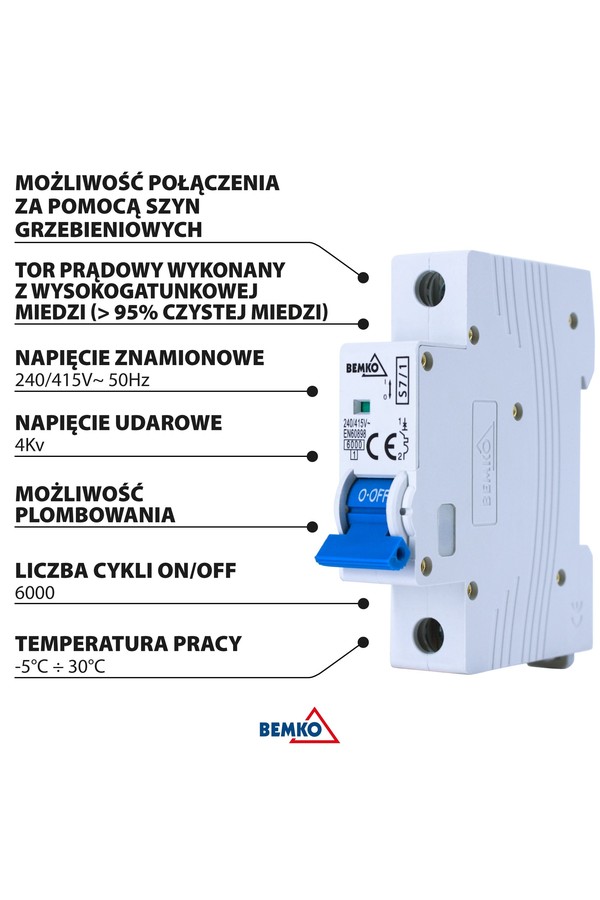 overcurrent circuit breaker 1p c 63a