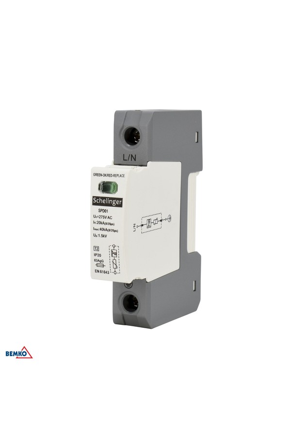 surge protector 1p 20ka(8/20) class t2 (c) schelinger