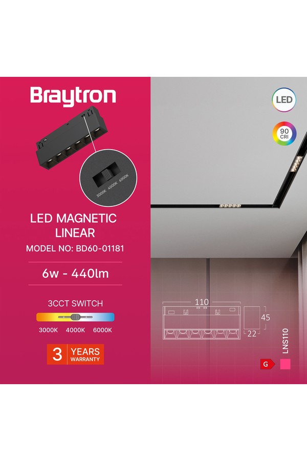 Braytron M20 LNS110 6W 48VDC 3IN1 BLC MAG. LINEAR