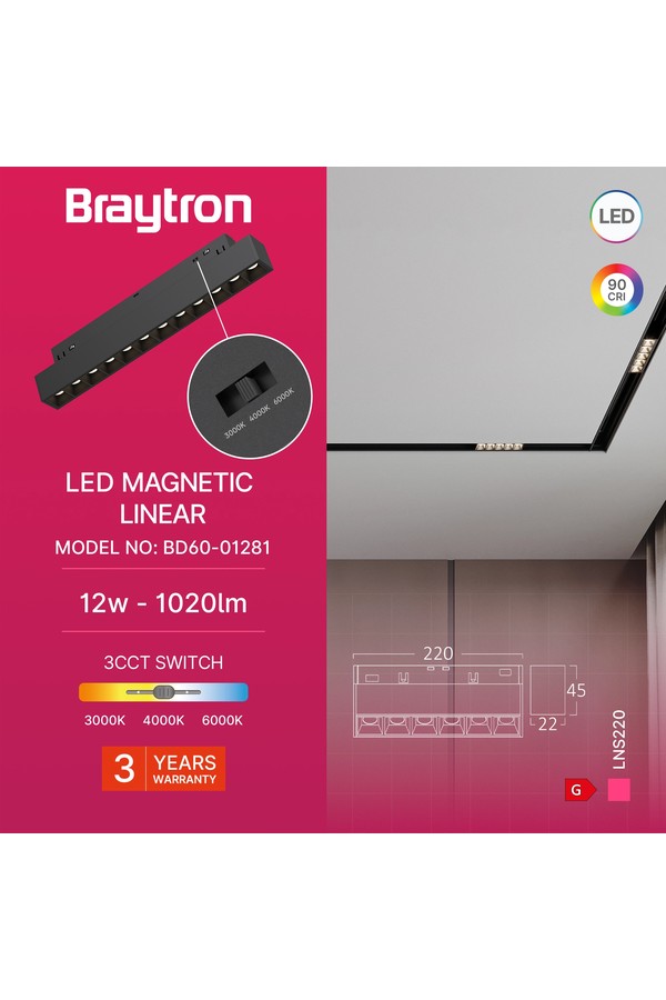 BRY-M20-LNS220-12W-48VDC-3IN1-BLC-MAG. LINEAR