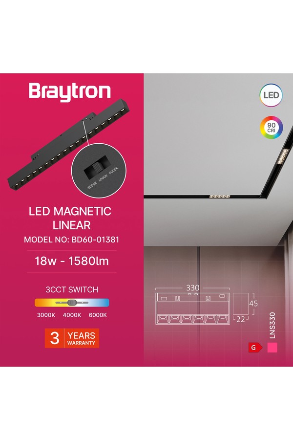 Braytron M20 LNS330 18W 48VDC 3IN1 BLC MAG. LINEAR