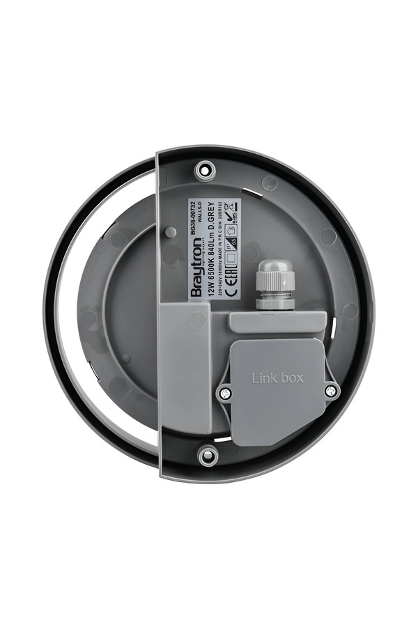Braytron WALLS D RND GRY 12W 3000K IP65 WALL LIGHT