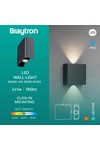 Braytron VECTOR B WL GRY 2x1W 3IN1 IP65 WALL LIGHT