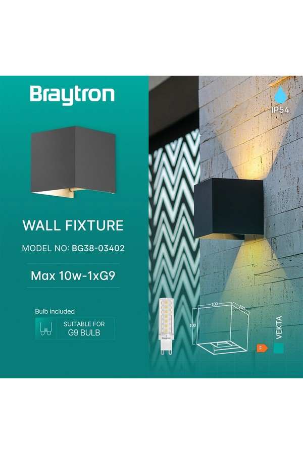 Braytron VEKTA B WL.2 GRY 1xG9 IP54 WALL LIGHT