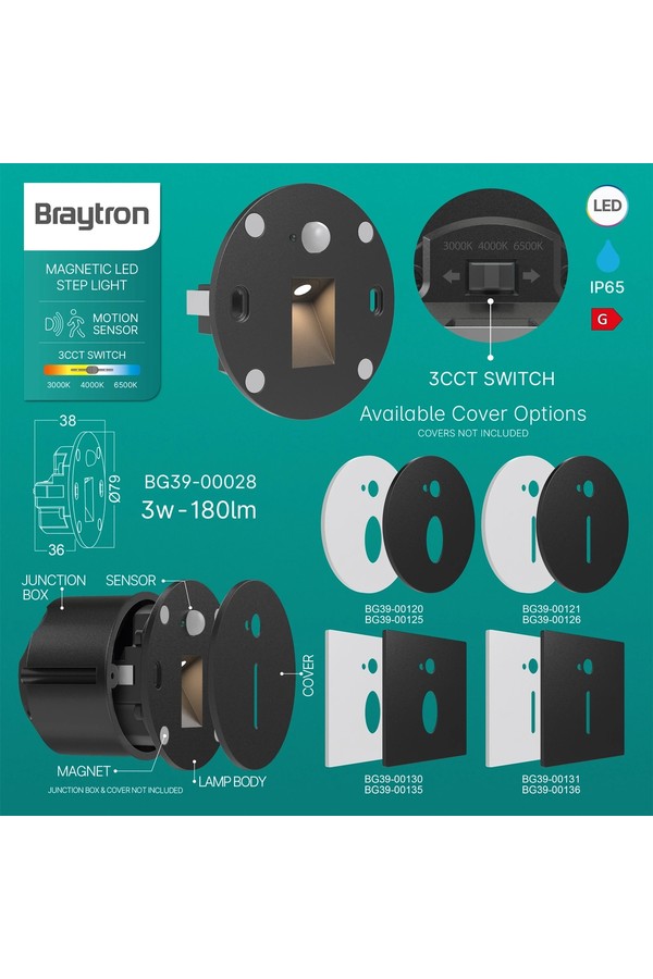 Braytron VEKSUS B MAIN 3W 3IN1 SENSOR IP65 STEPLIGHT