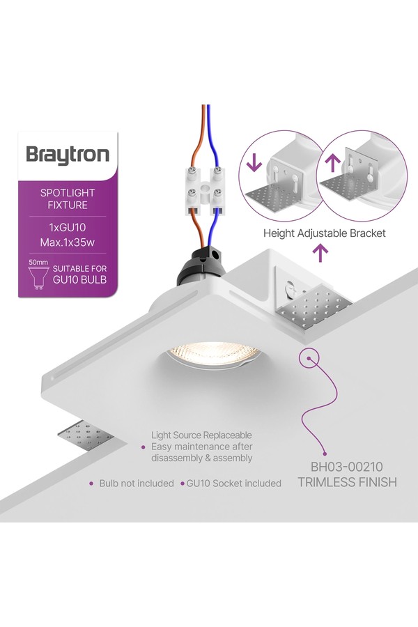 Braytron SPOTI PLS A 1D SQR WHT PLASTER SPOTLIGHT