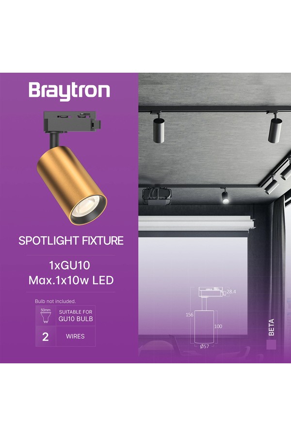 Braytron BETA TR2 GLD GU10 2WRS TRACKLIGHT