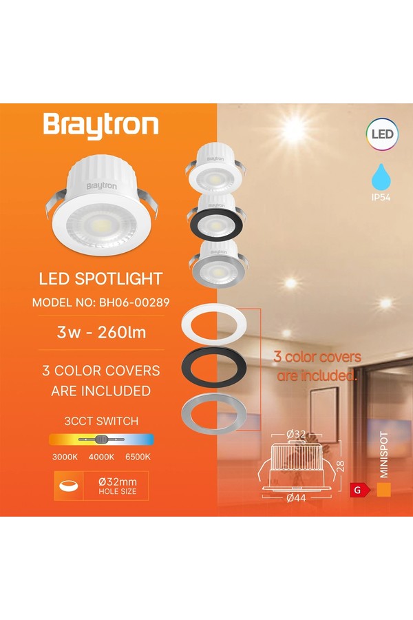 BRY-MINISPOT-A-3W-38D-3C-3IN1-IP54-LED SPOTLIGHT