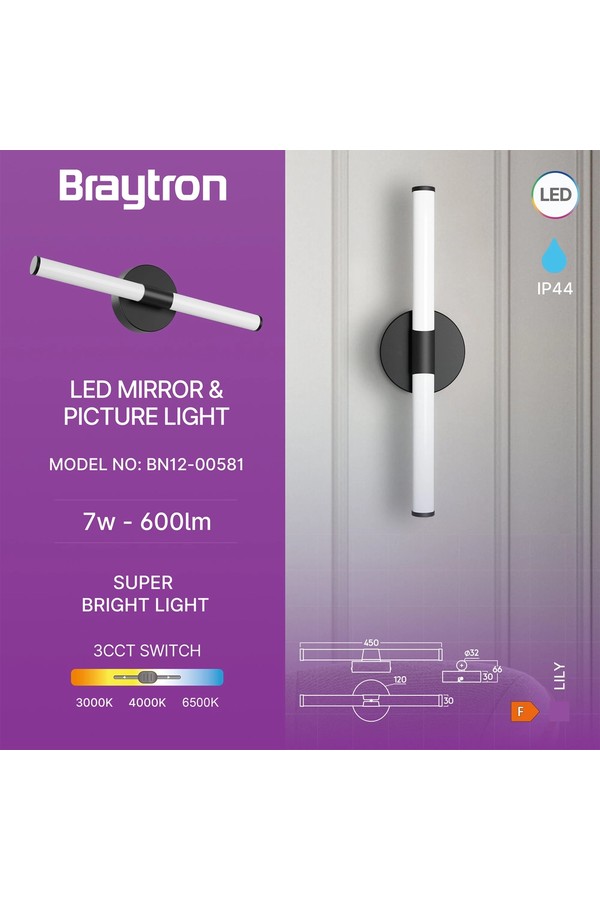 Braytron LILY C 450 7W 3IN1 BLC IP44 MIRROR LAMP