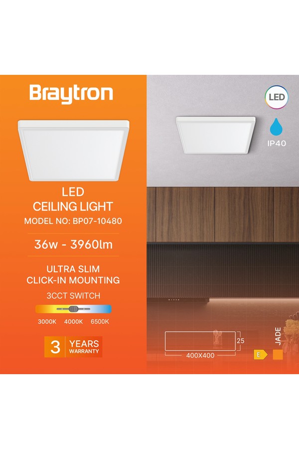 Braytron JADE SLR WHT SQR 36W 3IN1 CEILING LIGHT