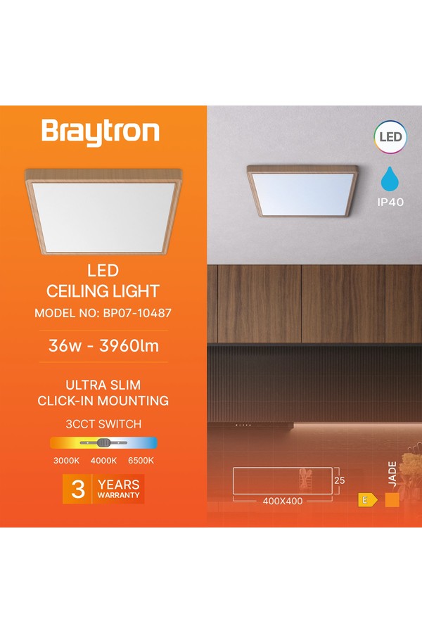 Braytron JADE SLR WDN SQR 36W 3IN1 CEILING LIGHT