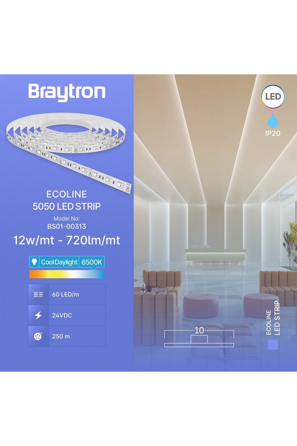 Braytron ECOLINE 14.4W 60L 5050 6500K 24V IP20 LED STRI