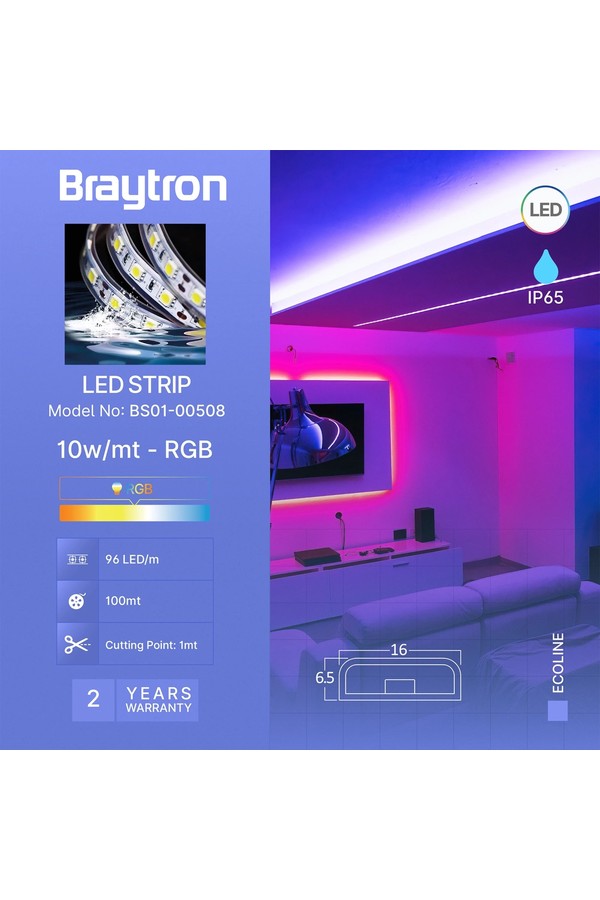 Braytron ECOLINE 96L2 5050 RGB 220V IP54 LED STRIP