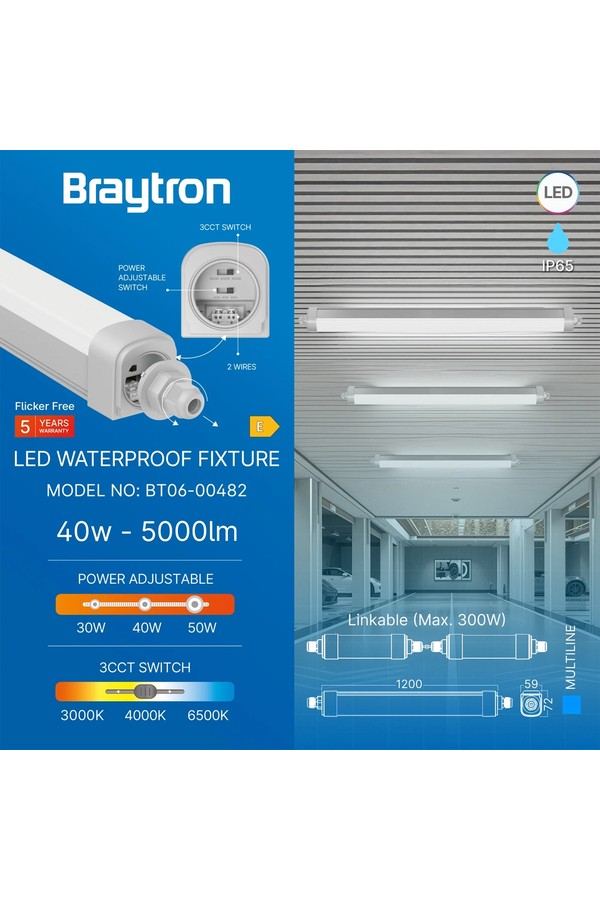 Braytron MULTILINE A 1.2MT 50W 3IN1 3PW IP65 WA.PROOF L