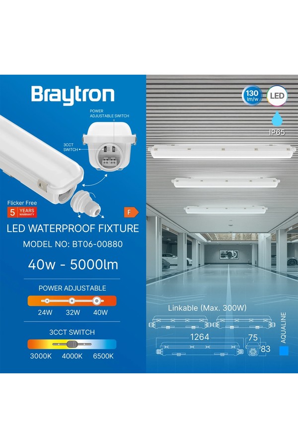 Braytron MULTILINE B 1.2MT 50W 3IN1 3PW IP65 WA.PROOF