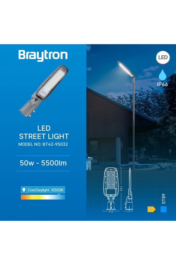 BRY-ST89-50W-GRY-6500K-IP66-LED STREET LIGHT