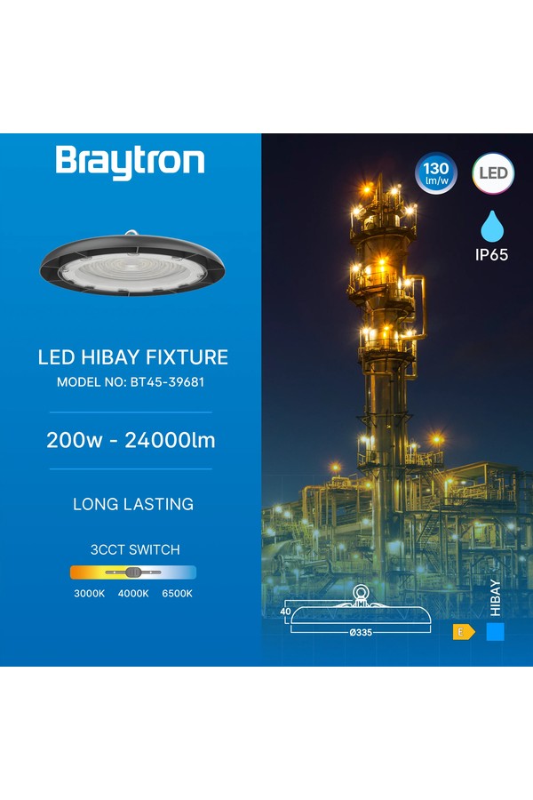 Braytron HIBAY ESP 200W BLC 3IN1 IP65 LED HIBAY