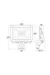 Braytron FLOOD SC 50W GRY 3000K SNS IP54 LED FLOODLIGHT
