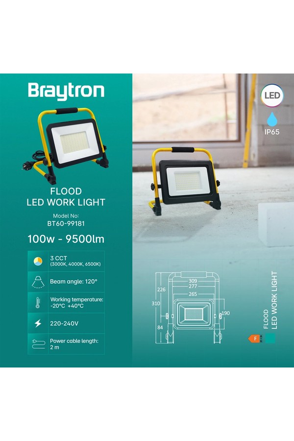 Braytron FLOOD WL BLC 100W 3IN1 WORK LIGHT