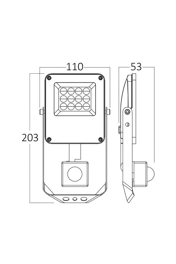 Braytron FLOOD PF 10W GRY 3IN1 SNS IP54 LED FLOODLIGHT