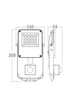 Braytron FLOOD PF 10W GRY 3IN1 SNS IP54 LED FLOODLIGHT