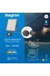 Braytron FLOOD PF 30W GRY 3IN1 SNS IP54 LED FLOODLIGHT