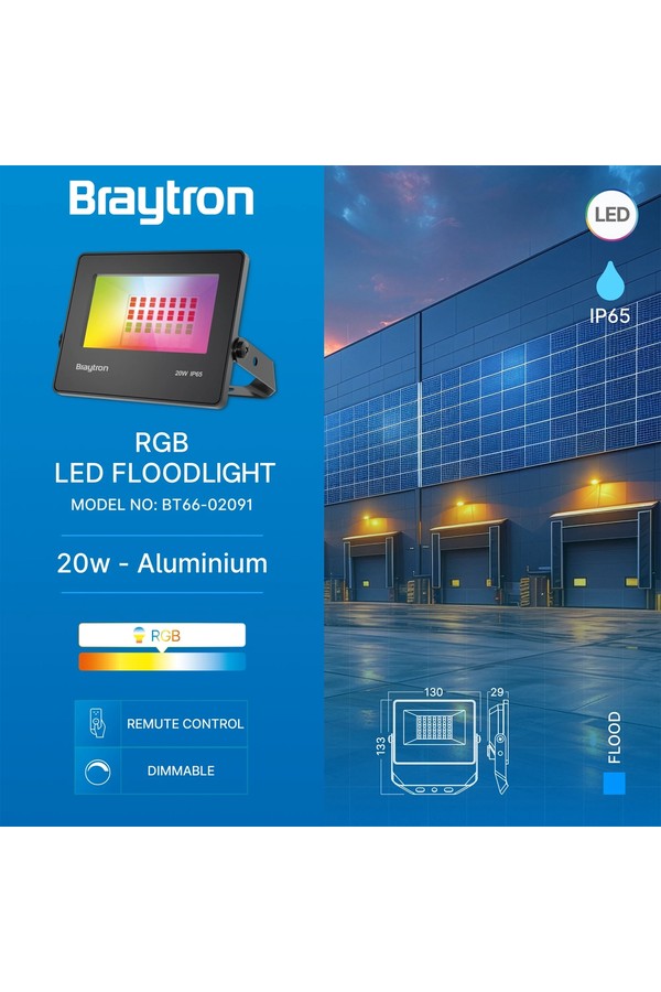 Braytron FLOOD CF 20W BLC RGB IP65 LED FLOODLIGHT
