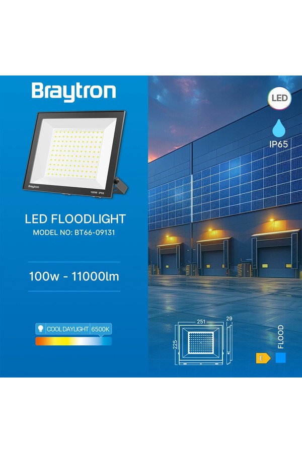 Braytron FLOOD CF 100W BLC 6500K IP65 LED FLOODLIGHT