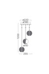 Braytron S001R 3H 3xG9 GLD PENDANT LIGHT