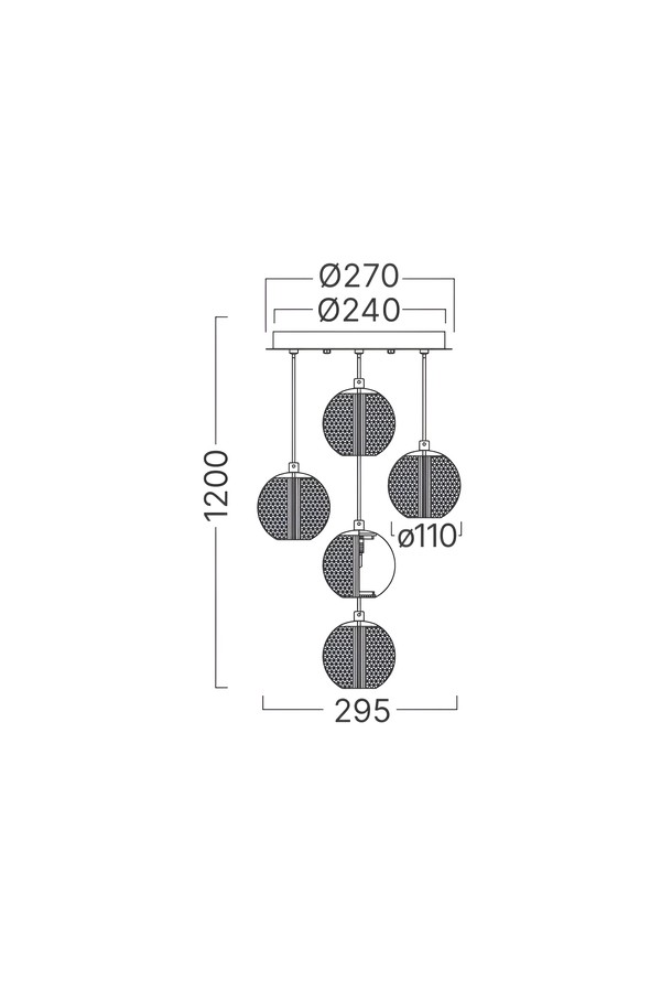 Braytron S001R 5H 5xG9 GLD PENDANT LIGHT