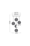 Braytron S001R 5H 5xG9 GLD PENDANT LIGHT