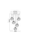 Braytron S002R 5H 5xG9 GLD PENDANT LIGHT