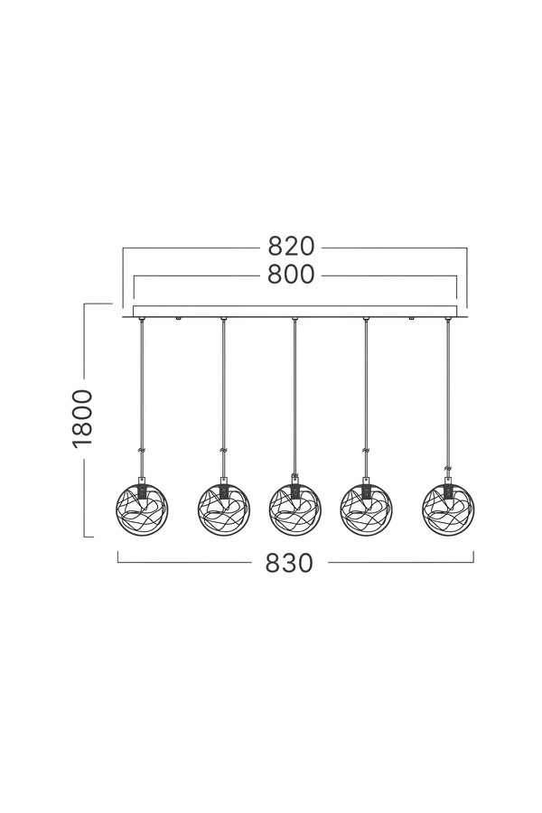 Braytron S002S 5H 5xG9 GLD PENDANT LIGHT