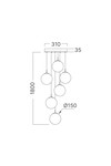 Braytron S003R 6H 6xG9 SMK PENDANT LIGHT