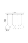 Braytron S003S 4H 4xG9 SMK PENDANT LIGHT