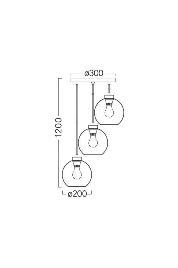 Braytron S005R 3H 3xE27 SMK PENDANT LIGHT