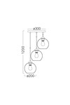 Braytron S005R 3H 3xE27 SMK PENDANT LIGHT