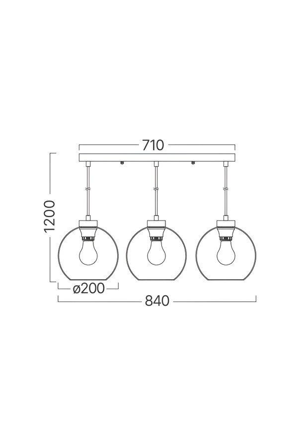 Braytron S005S 3H 3xE27 SMK PENDANT LIGHT