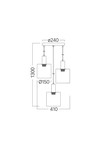 Braytron S007R 3H 3xE27 SMK PENDANT LIGHT