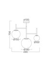Braytron S012C 3H 3xG9 OPL BLC PENDANT LIGHT